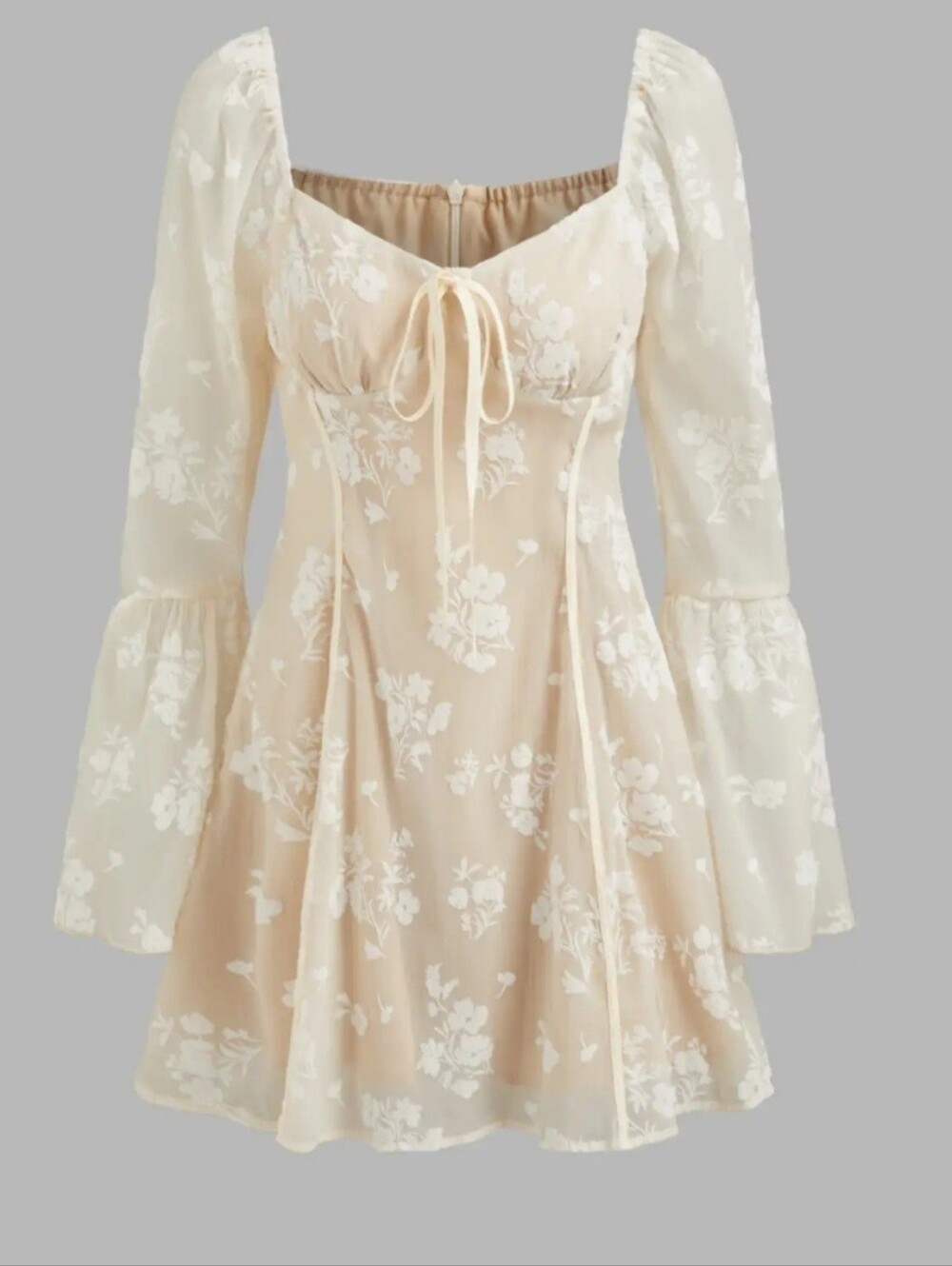 Women’s Cream Floral Lace-Up Blouse